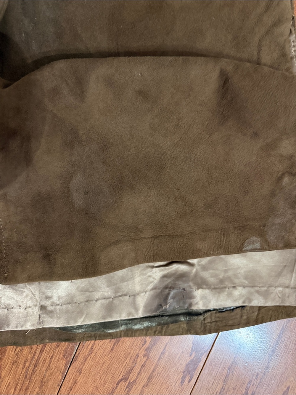 No label genuine Brown Suede long button down jacket- size Medium ***needs TLC - Picture 8 of 9